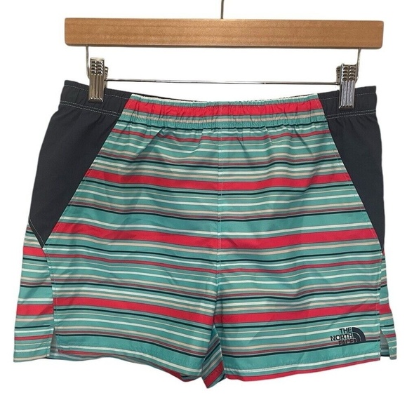 THE NORTH FACE Girls Class V Water Short -Mint Blue Multi Stripe - Size XL NWT - Picture 1 of 6